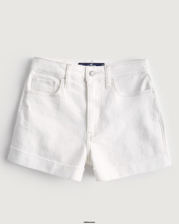 short mom en denim blanc à taille ultra haute femmes blanc Hollister bas RRRJX500