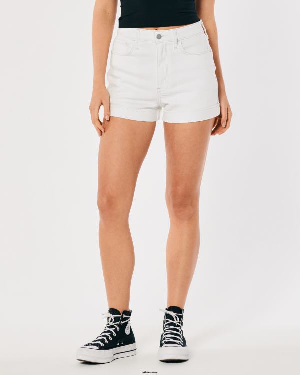 short mom en denim blanc à taille ultra haute femmes blanc Hollister bas RRRJX500