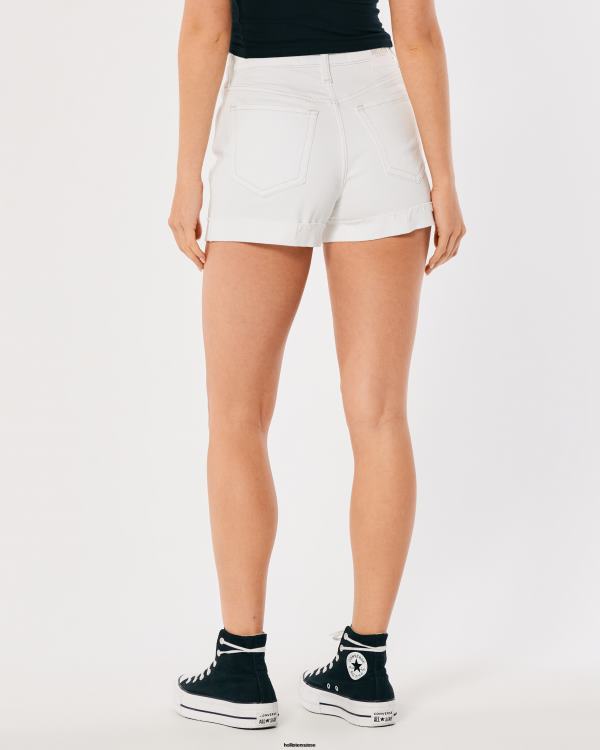 short mom en denim blanc à taille ultra haute femmes blanc Hollister bas RRRJX500