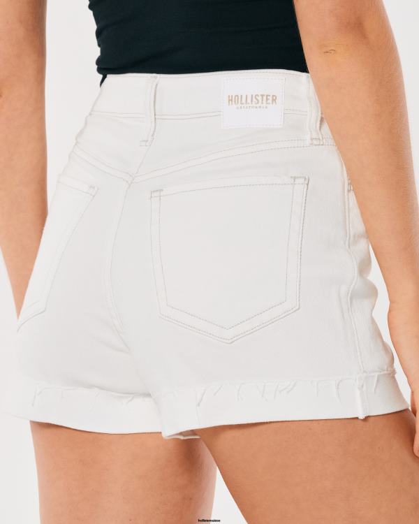short mom en denim blanc à taille ultra haute femmes blanc Hollister bas RRRJX500