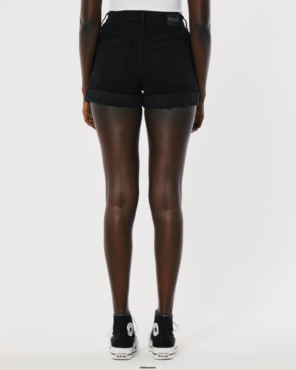 short mom noir déchiré à taille ultra haute femmes noir déchiré Hollister bas RRRJX461