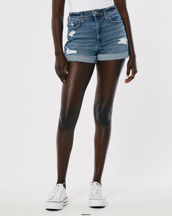 short mom taille ultra haute déchiré délavé moyen femmes lavage déchiré moyen Hollister bas RRRJX463