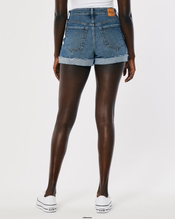 short mom taille ultra haute déchiré délavé moyen femmes lavage déchiré moyen Hollister bas RRRJX463