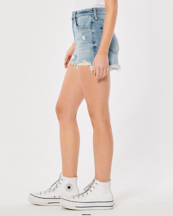short mom taille ultra haute en denim déchiré délavé clair femmes léger lavage déchiré Hollister bas RRRJX462