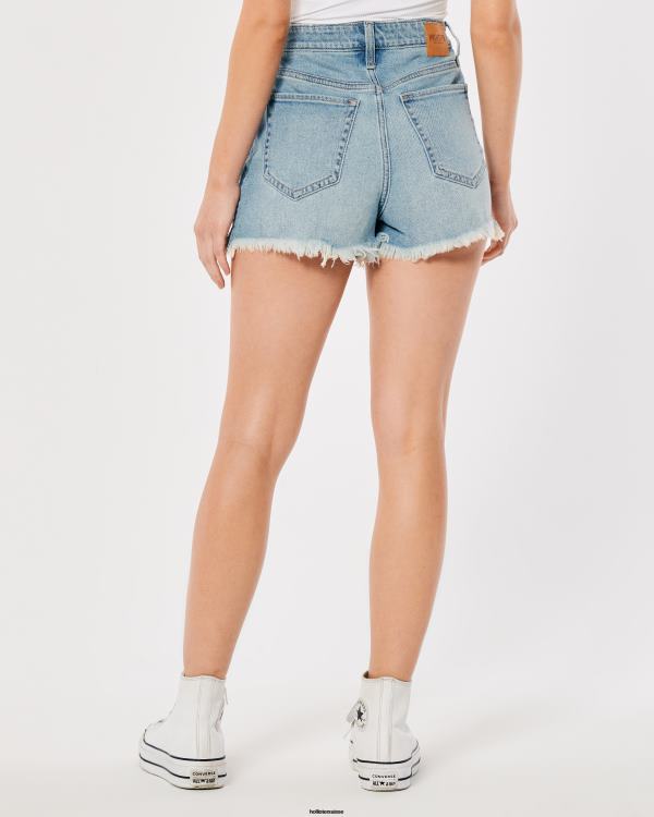short mom taille ultra haute en denim déchiré délavé clair femmes léger lavage déchiré Hollister bas RRRJX462