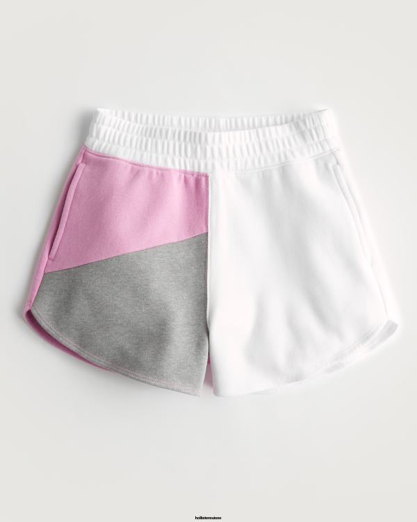 short à ourlet incurvé à taille ultra haute femmes rose-gris-blanc Hollister bas RRRJX704
