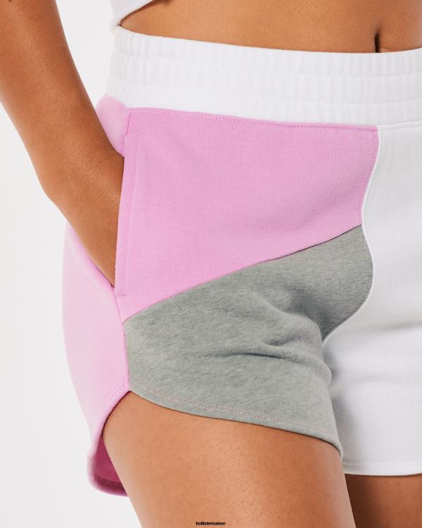 short à ourlet incurvé à taille ultra haute femmes rose-gris-blanc Hollister bas RRRJX704
