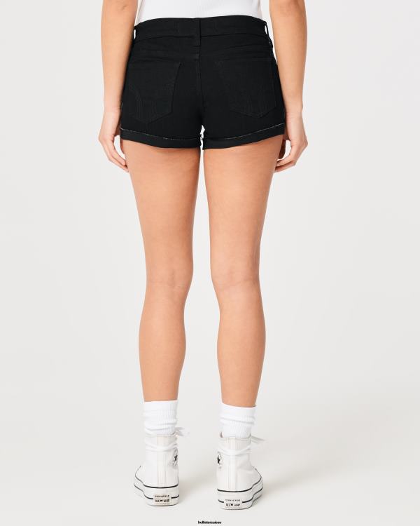 short taille basse en denim noir vieilli 3\'\' femmes noir déchiré Hollister bas RRRJX686