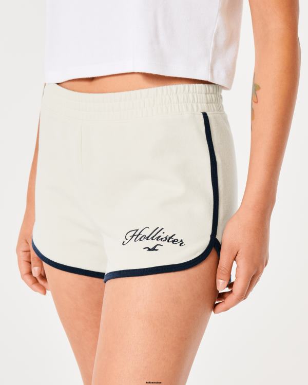 short taille haute à logo femmes crème Hollister bas RRRJX708