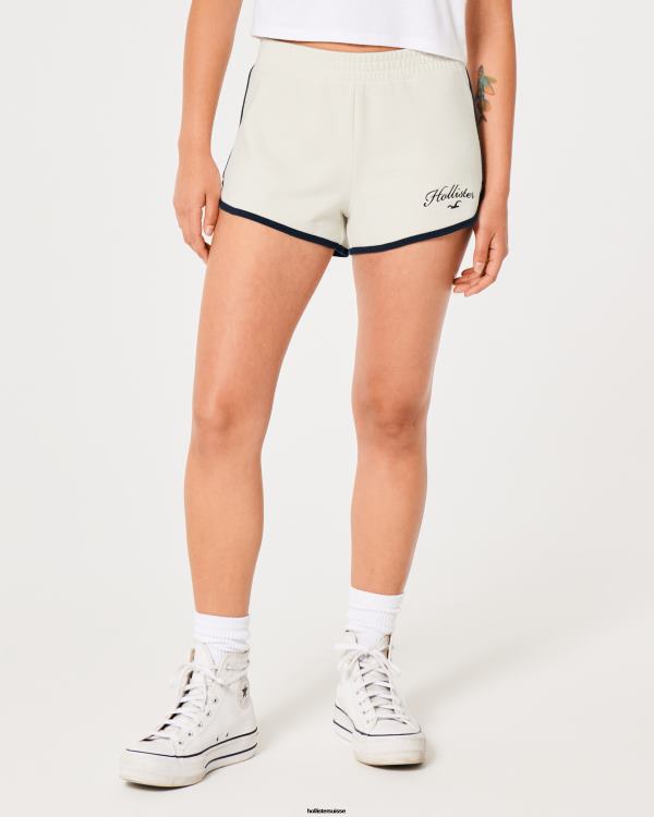 short taille haute à logo femmes crème Hollister bas RRRJX708
