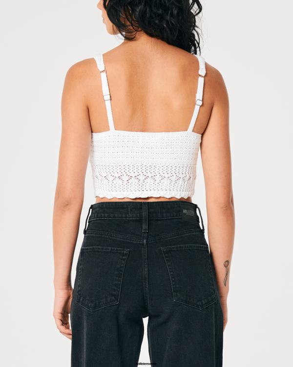 bralette à col en v crochet femmes blanc Hollister hauts RRRJX84