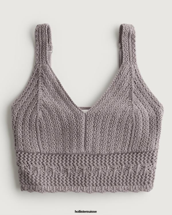 bralette à col en v crochet femmes gris violet Hollister hauts RRRJX268
