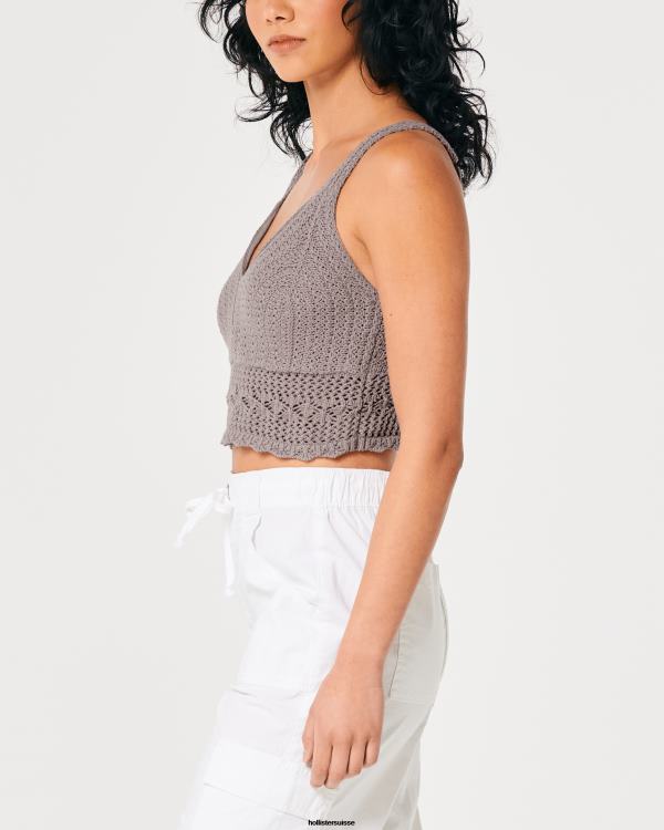 bralette à col en v crochet femmes gris violet Hollister hauts RRRJX268