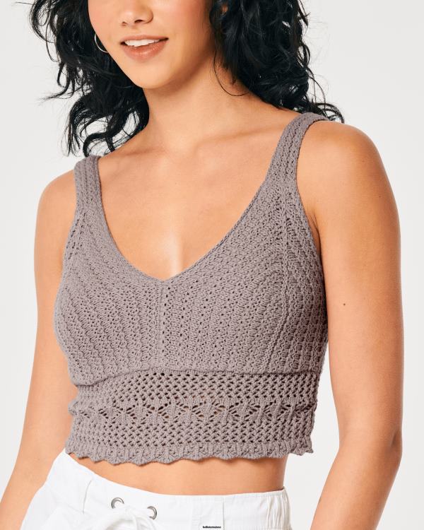 bralette à col en v crochet femmes gris violet Hollister hauts RRRJX268