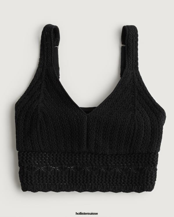 bralette à col en v crochet femmes noir Hollister hauts RRRJX340
