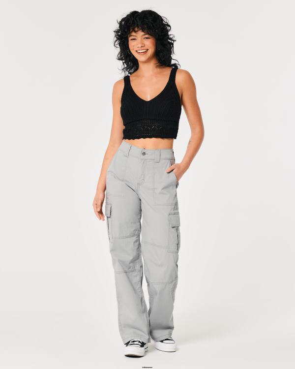 bralette à col en v crochet femmes noir Hollister hauts RRRJX340