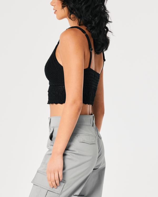 bralette à col en v crochet femmes noir Hollister hauts RRRJX340