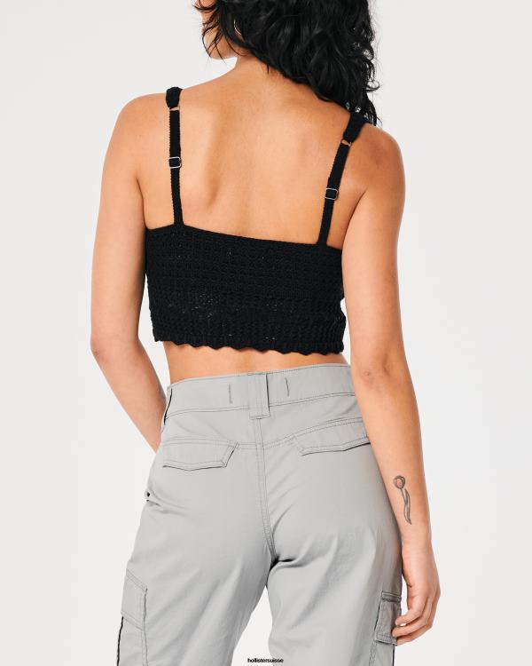 bralette à col en v crochet femmes noir Hollister hauts RRRJX340