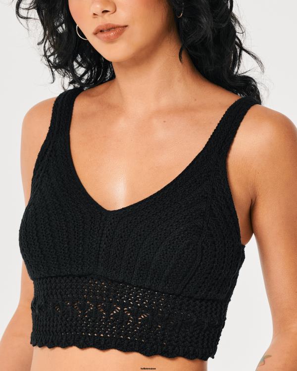 bralette à col en v crochet femmes noir Hollister hauts RRRJX340