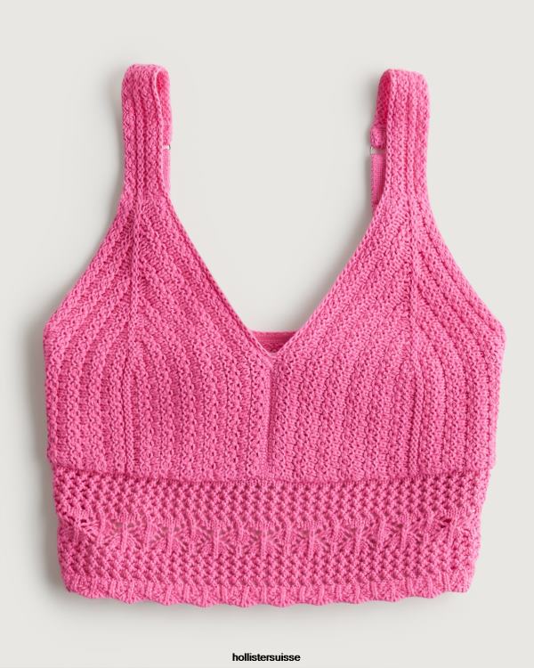 bralette à col en v crochet femmes rose Hollister hauts RRRJX165