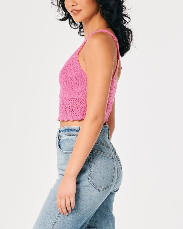 bralette à col en v crochet femmes rose Hollister hauts RRRJX165