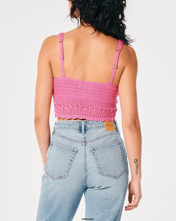 bralette à col en v crochet femmes rose Hollister hauts RRRJX165