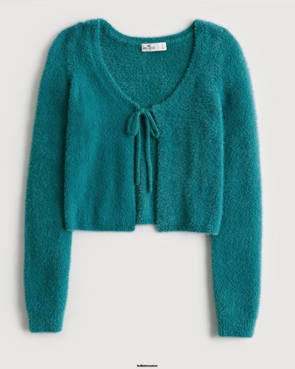 cardigan court noué sur le devant femmes sarcelle Hollister hauts RRRJX384