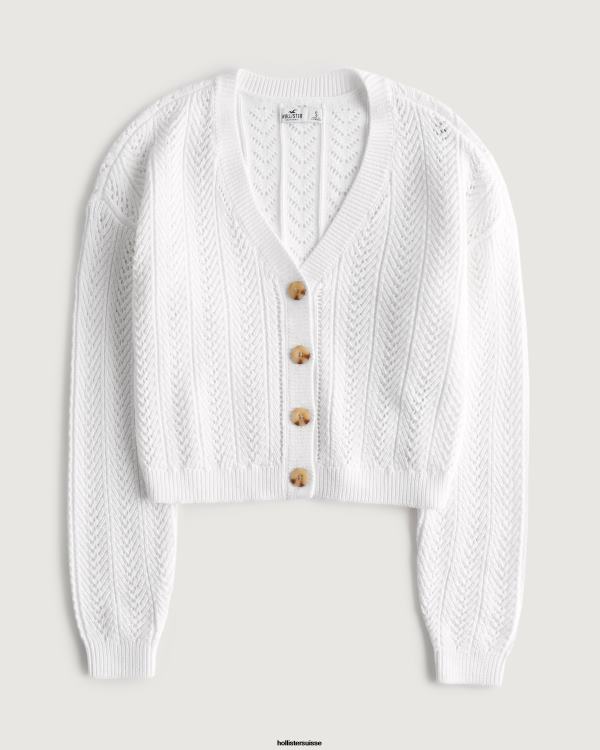 cardigan court texturé facile femmes blanc Hollister hauts RRRJX59