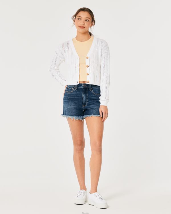 cardigan court texturé facile femmes blanc Hollister hauts RRRJX59