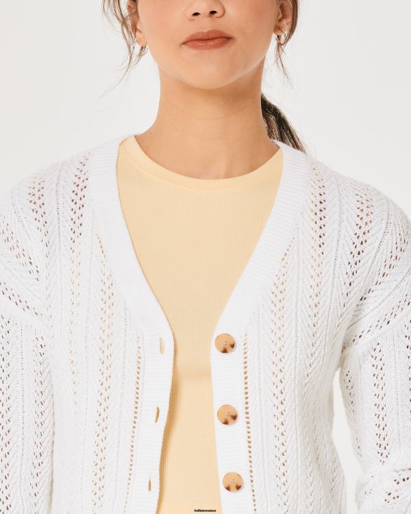 cardigan court texturé facile femmes blanc Hollister hauts RRRJX59