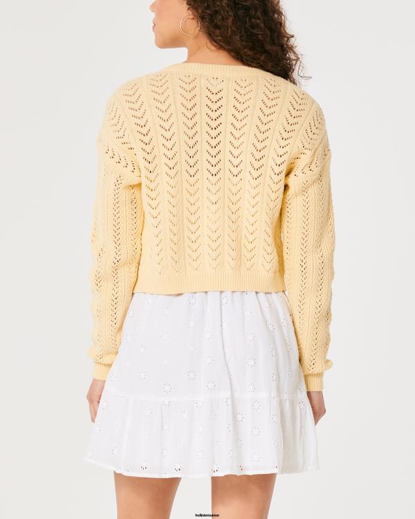 cardigan court texturé facile femmes jaune Hollister hauts RRRJX338