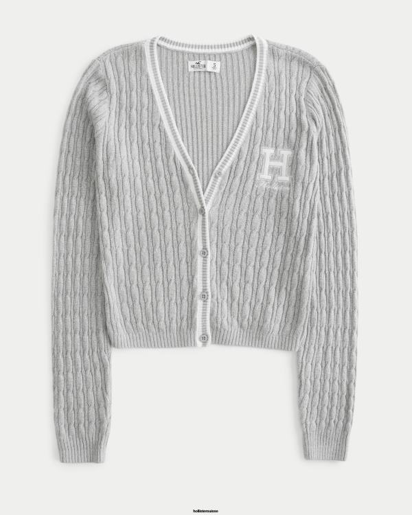 cardigan à logo femmes gris clair Hollister hauts RRRJX353