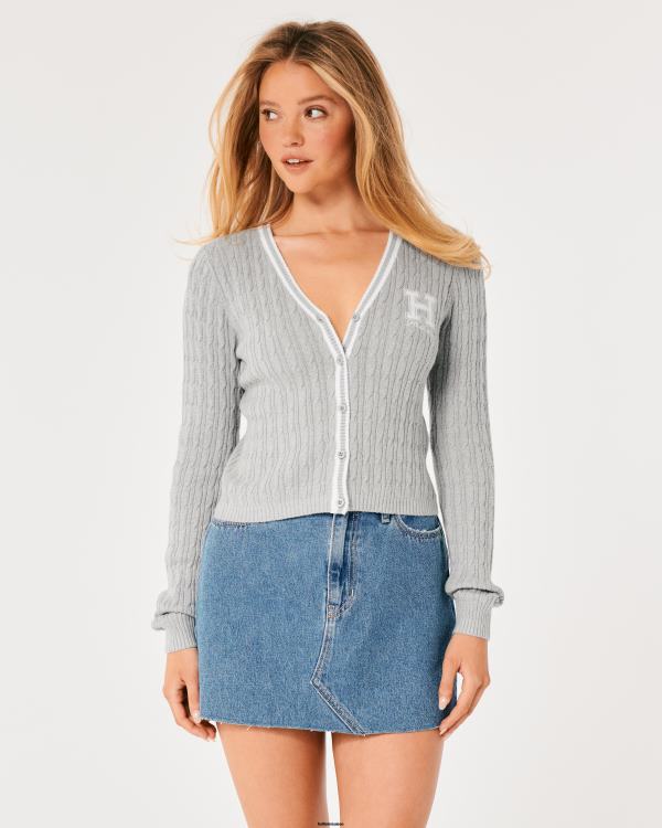 cardigan à logo femmes gris clair Hollister hauts RRRJX353