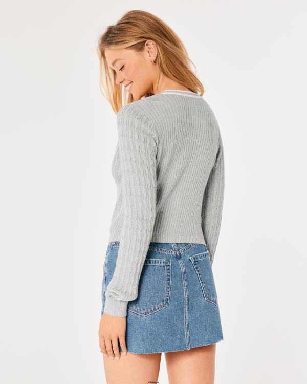 cardigan à logo femmes gris clair Hollister hauts RRRJX353