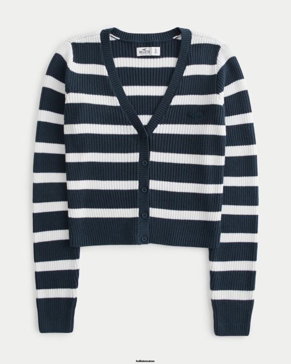 cardigan à rayures femmes bande bleu marine Hollister hauts RRRJX377