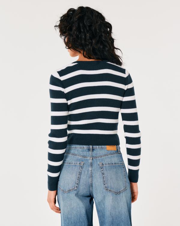 cardigan à rayures femmes bande bleu marine Hollister hauts RRRJX377