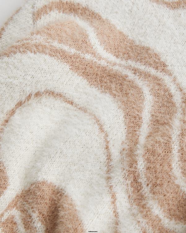 pull ras du cou douillet femmes tourbillon de bronzage Hollister hauts RRRJX385