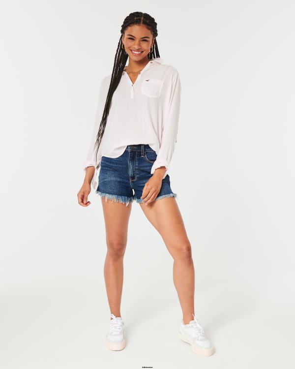 chemise à enfiler facile en coton léger femmes bande rose clair Hollister hauts RRRJX392