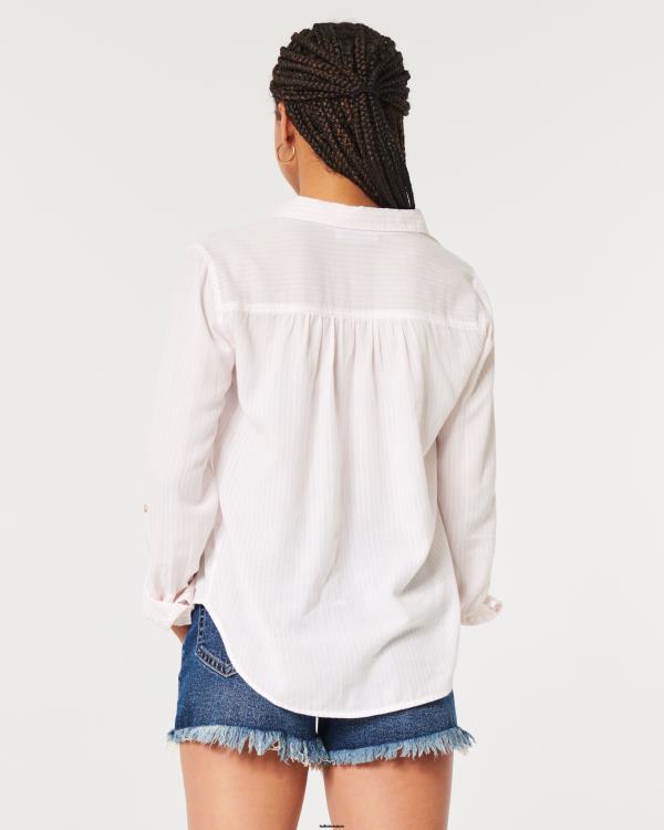 chemise à enfiler facile en coton léger femmes bande rose clair Hollister hauts RRRJX392