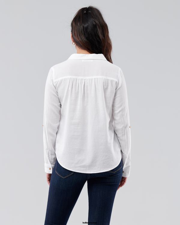 chemise à enfiler facile en coton léger femmes blanc Hollister hauts RRRJX302