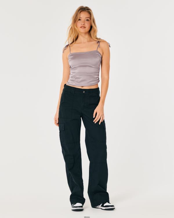 haut froncé en satin stretch femmes gris violet Hollister hauts RRRJX343