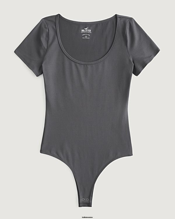 body en tissu sans coutures femmes gris foncé Hollister hauts RRRJX225