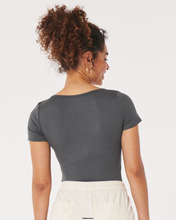 body en tissu sans coutures femmes gris foncé Hollister hauts RRRJX225