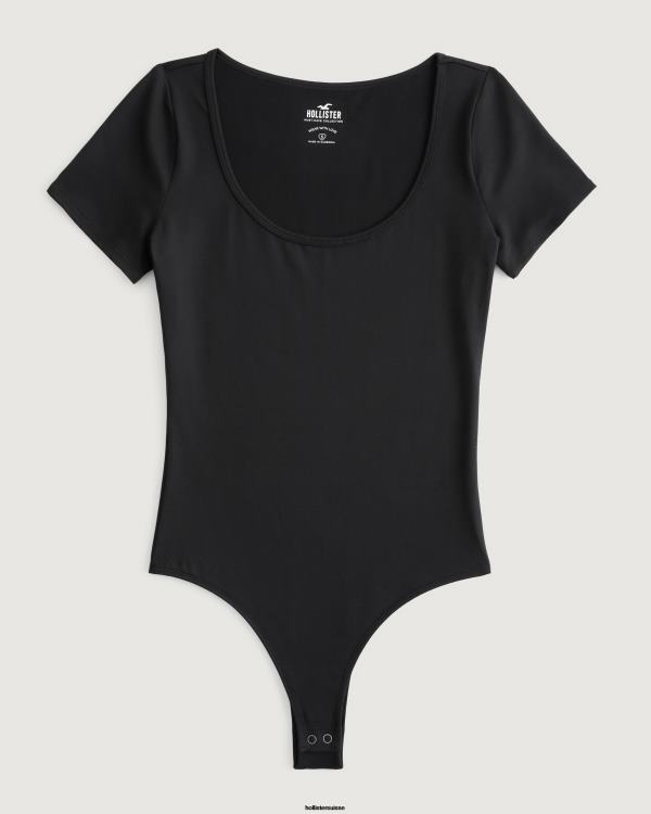 body en tissu sans coutures femmes noir Hollister hauts RRRJX123