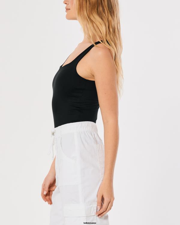 body à encolure carrée en tissu sans couture femmes noir Hollister hauts RRRJX201