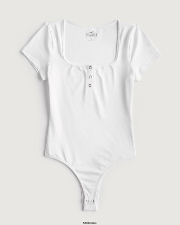 body henley en tissu sans couture femmes blanc Hollister hauts RRRJX390