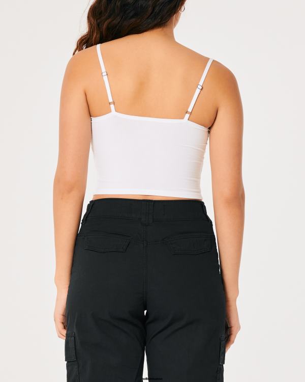 débardeur en cœur avec coutures en dentelle femmes blanc Hollister hauts RRRJX230