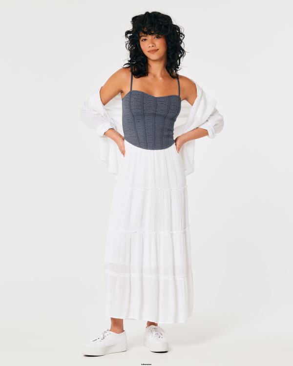 débardeur en cœur avec coutures en dentelle femmes marine Hollister hauts RRRJX263