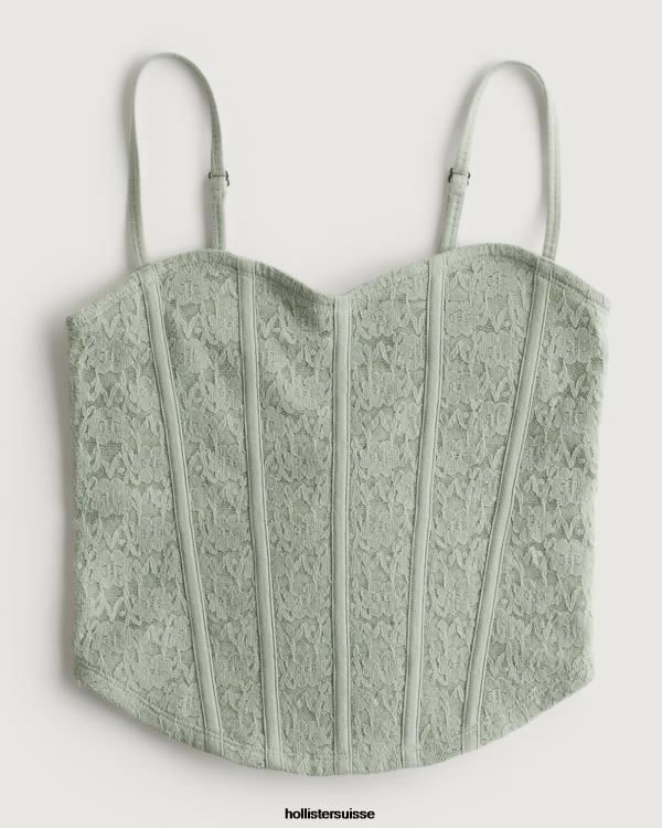 débardeur en cœur avec coutures en dentelle femmes sage Hollister hauts RRRJX409