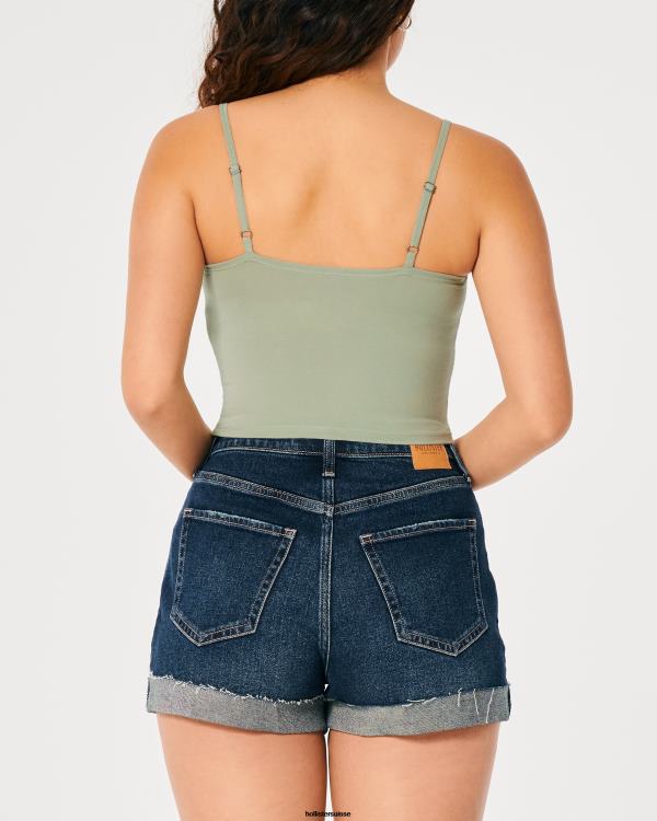 débardeur en cœur avec coutures en dentelle femmes sage Hollister hauts RRRJX409